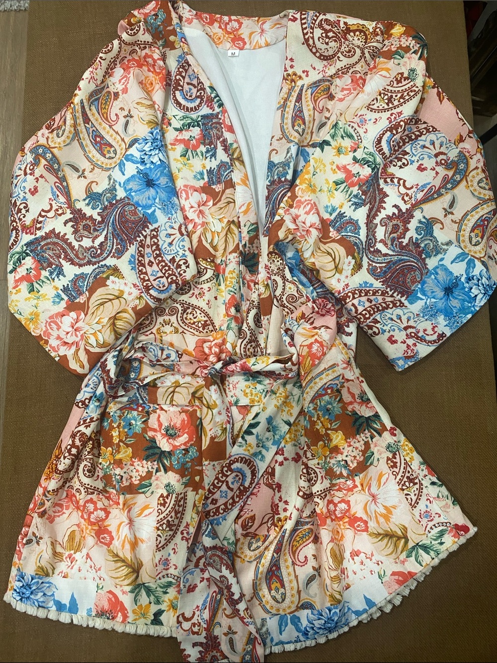 Floral Paisley Lightweight Kimono Cardigan - Multicolor